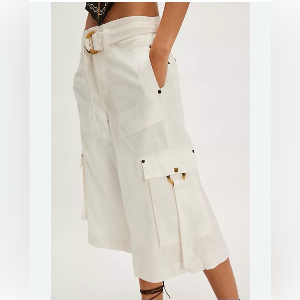 Free People Tidal Wave Cropped Pants in Clean Ivory